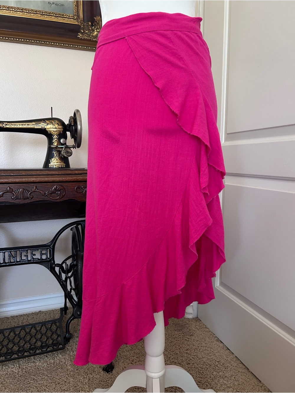 Hot Pink Ruffle Wrap Skirt